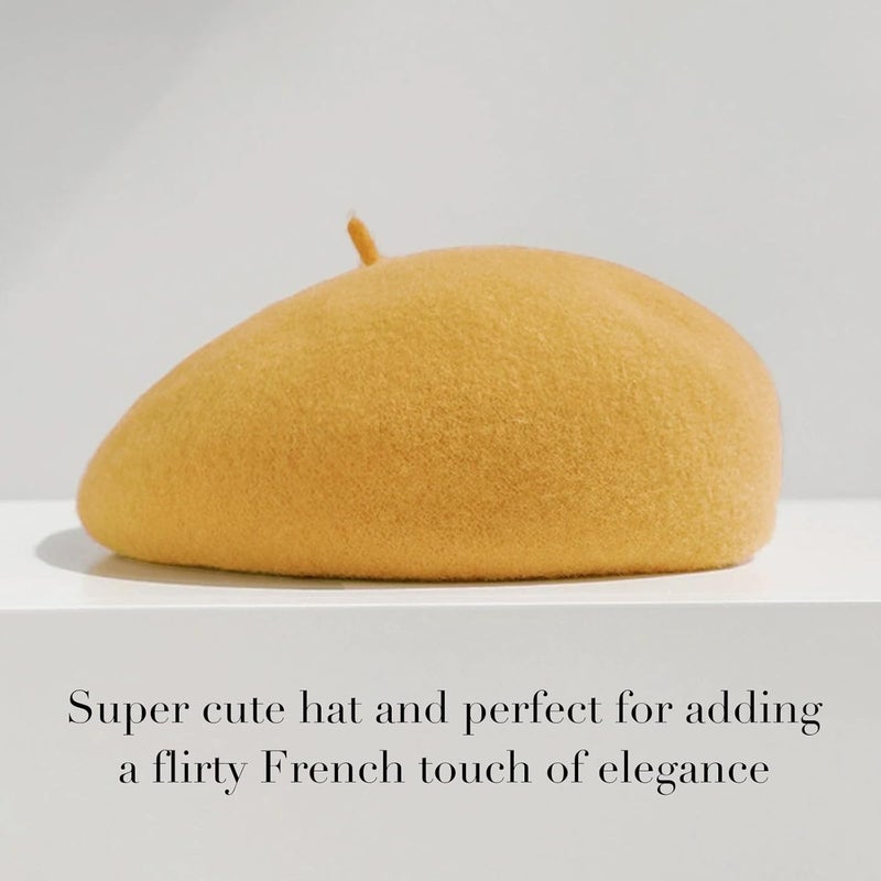 Sumolux Women Beret Hat Wool Vintage French Solid Color Classic Winter Cap - Image 2